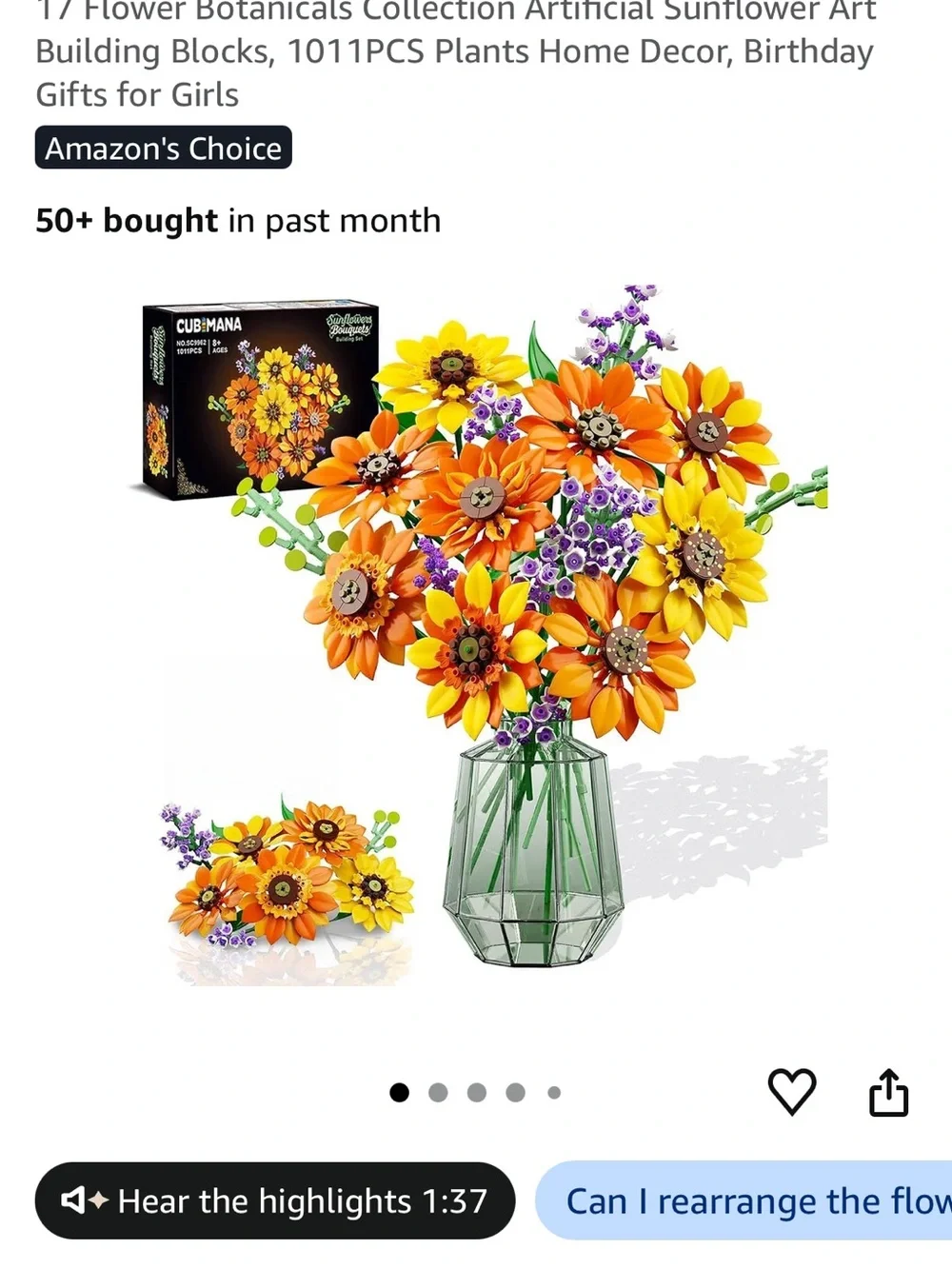 Sunflowers Bouquets Building Set - Yellow & Orange
